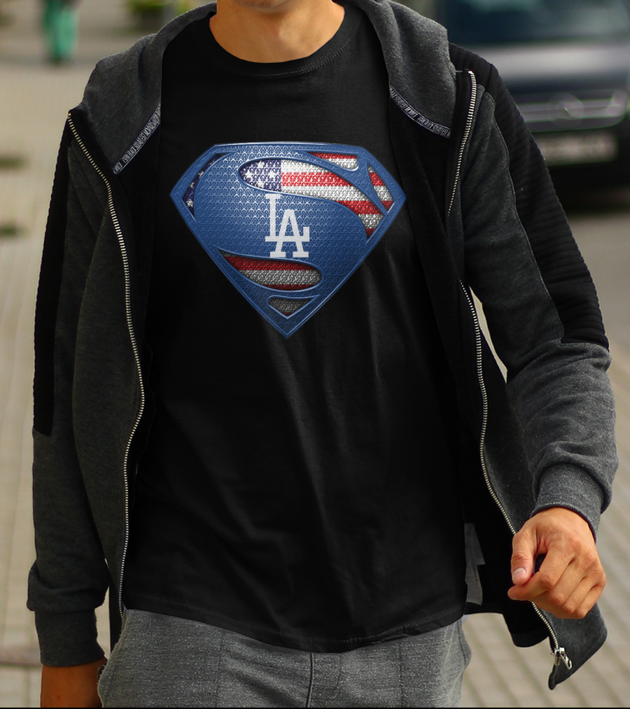 La Dodgers American Flag Superman T-Shirt