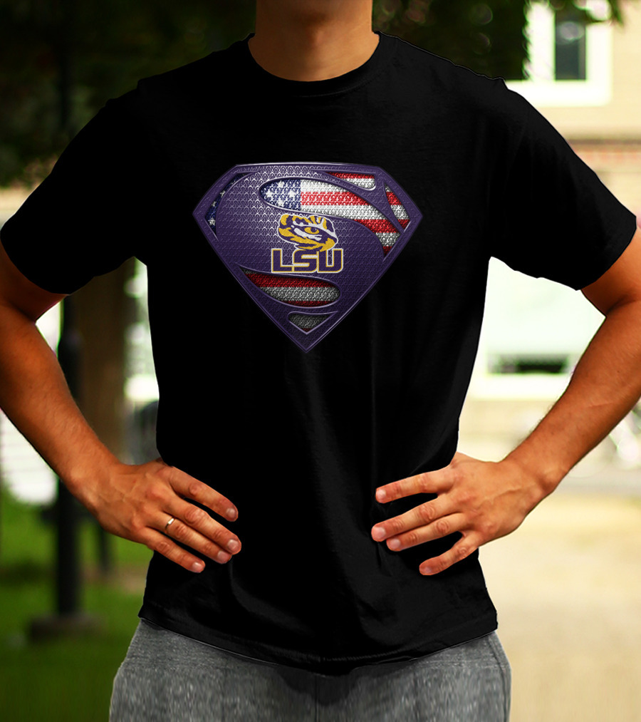 Lsu Tigers Superman American Flag T-Shirt