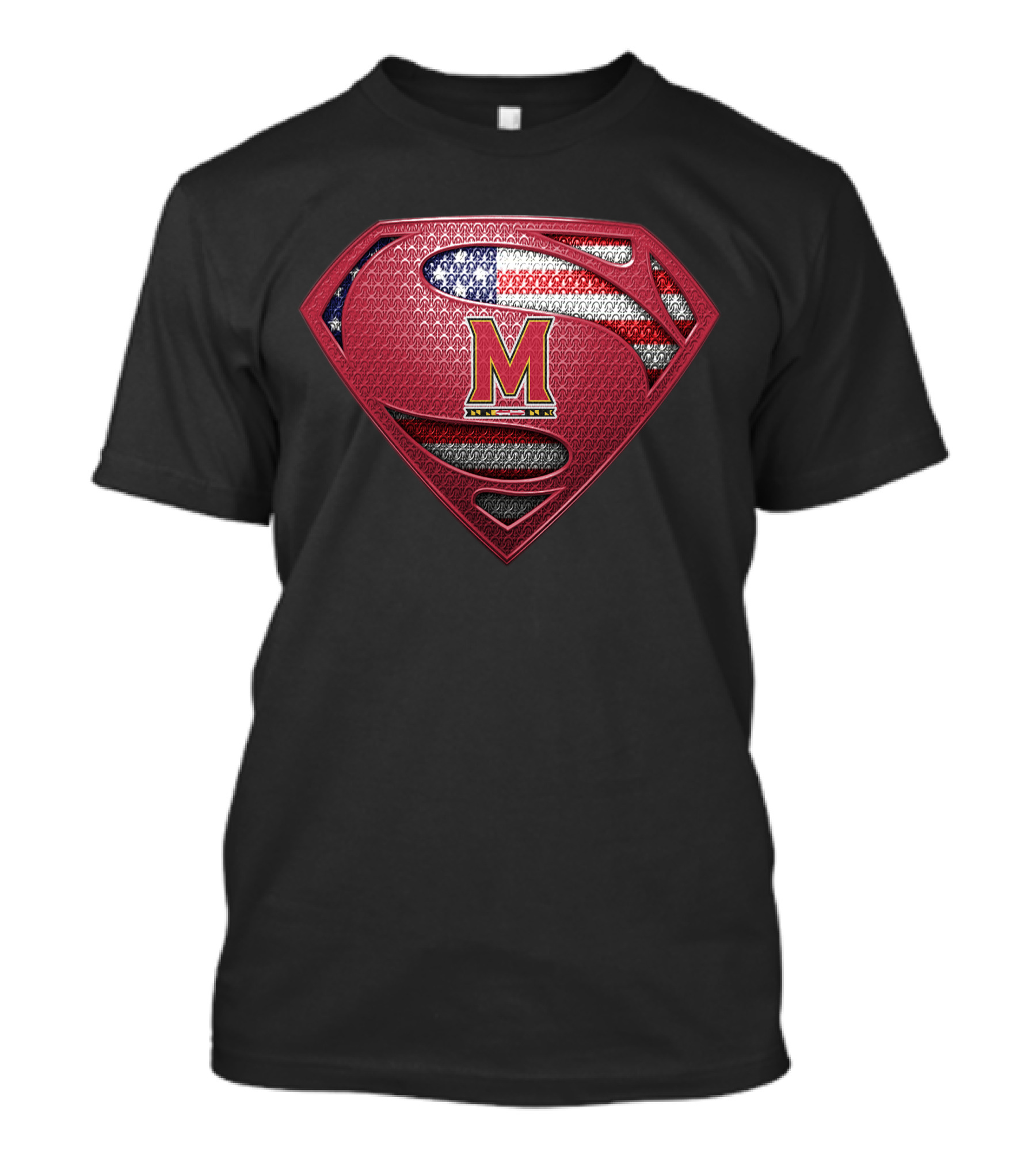 Maryland Terrapins Superman Logo With American Flag T-Shirt