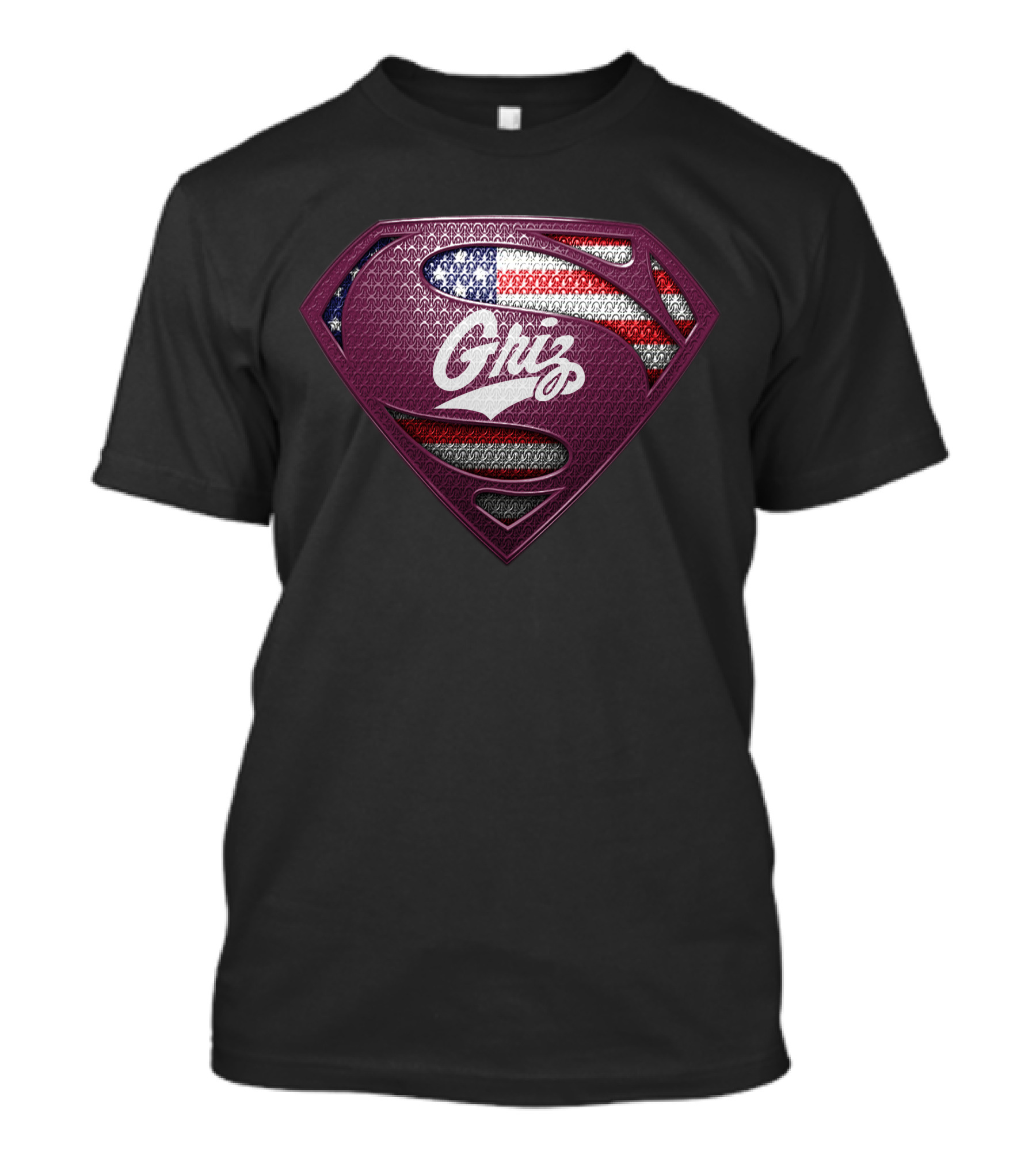 Montana Grizzlies Griz Superman Shield With American Flag T-Shirt