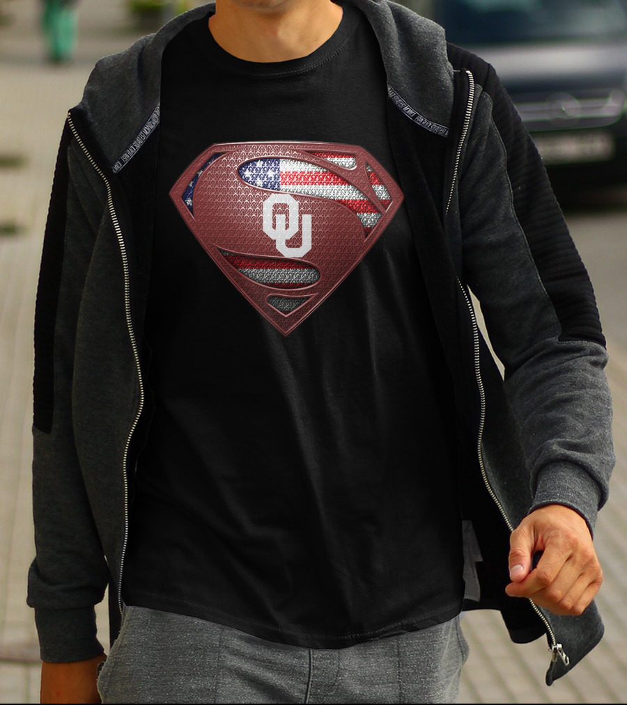 Oklahoma Sooners Ou Superman American Flag T-Shirt