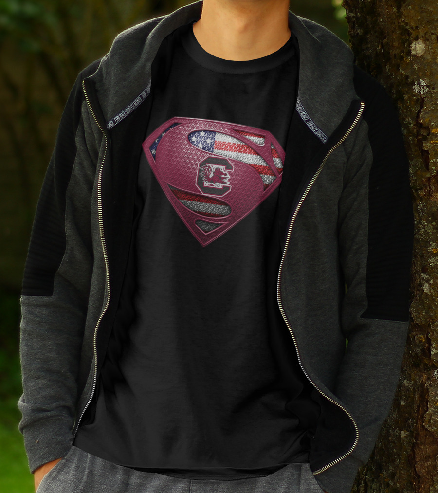 Superman South Carolina Gamecocks American Flag T-Shirt