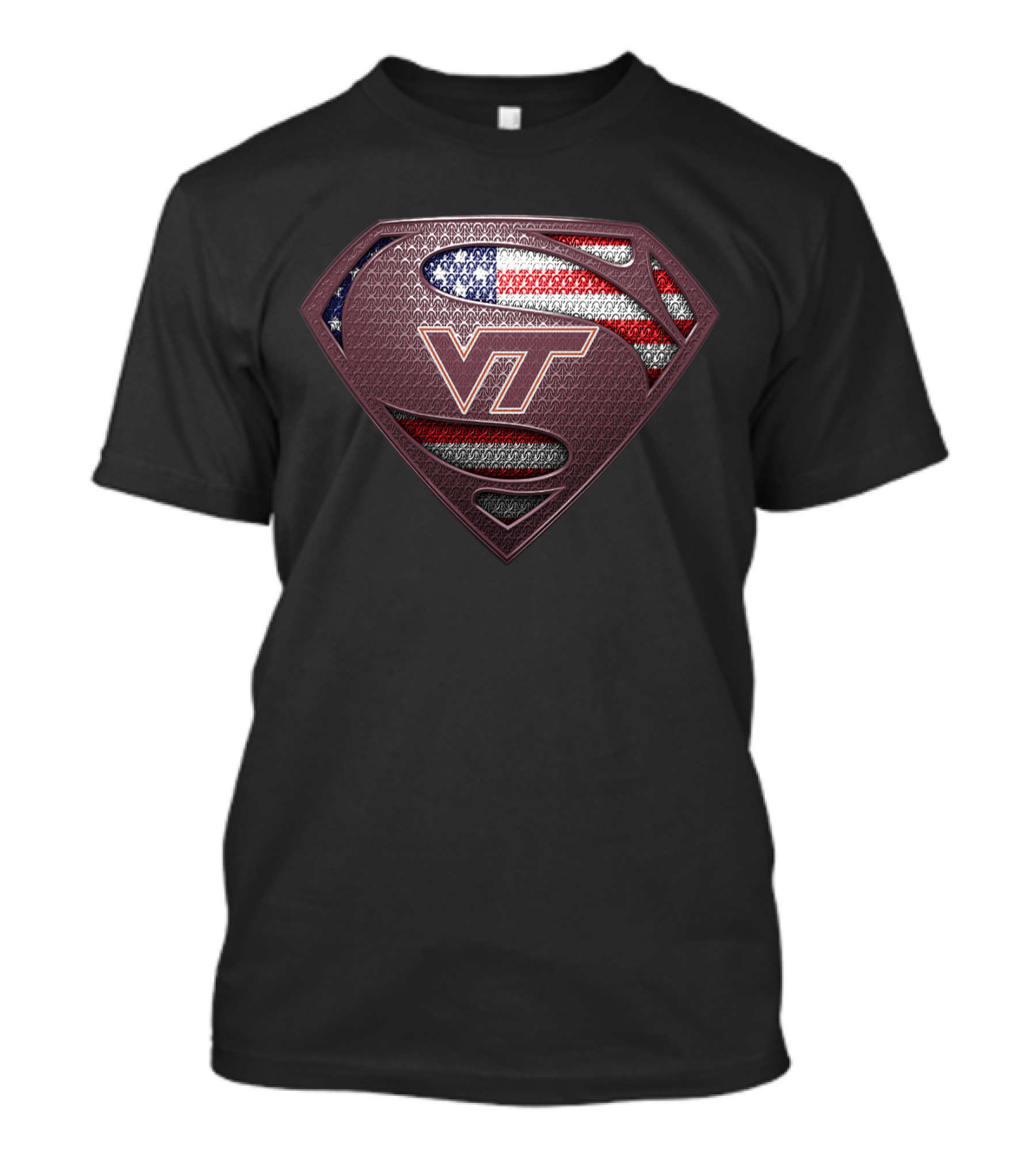 Virginia Tech Hokies Vt Superman American Flag T-Shirt