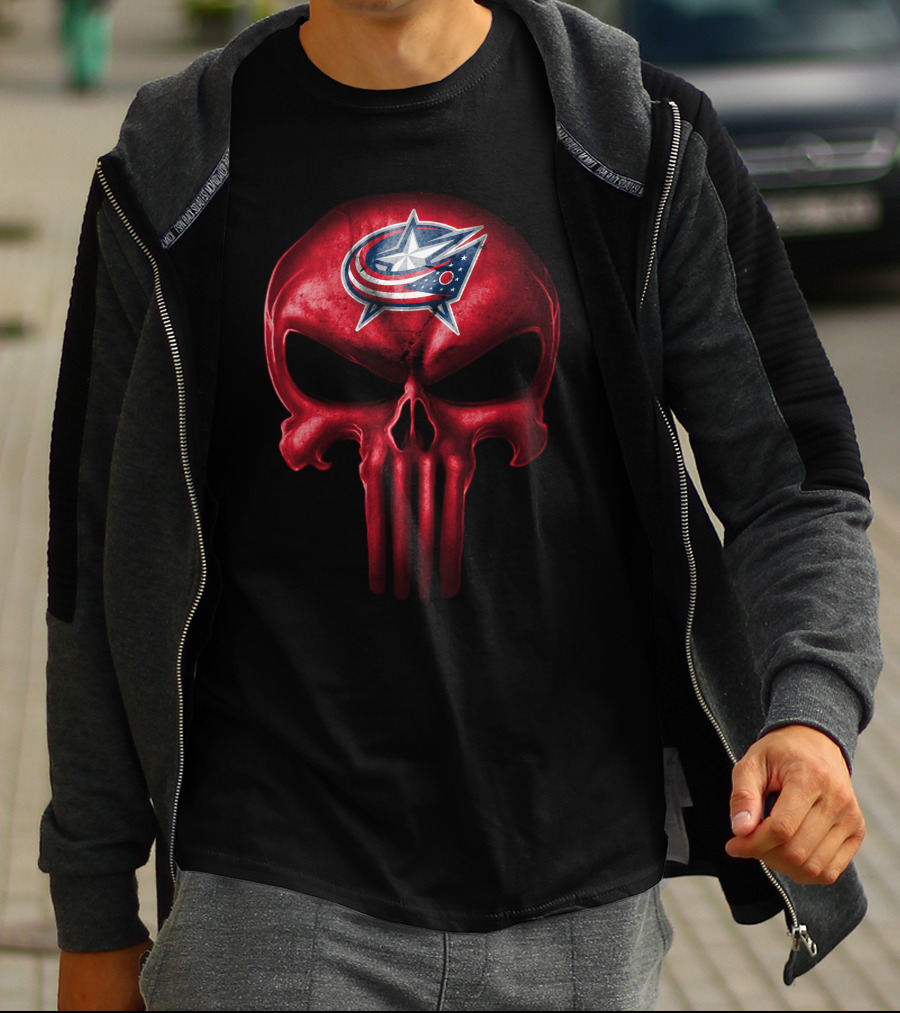 Columbus Blue Jackets Punisher Skull T-Shirt