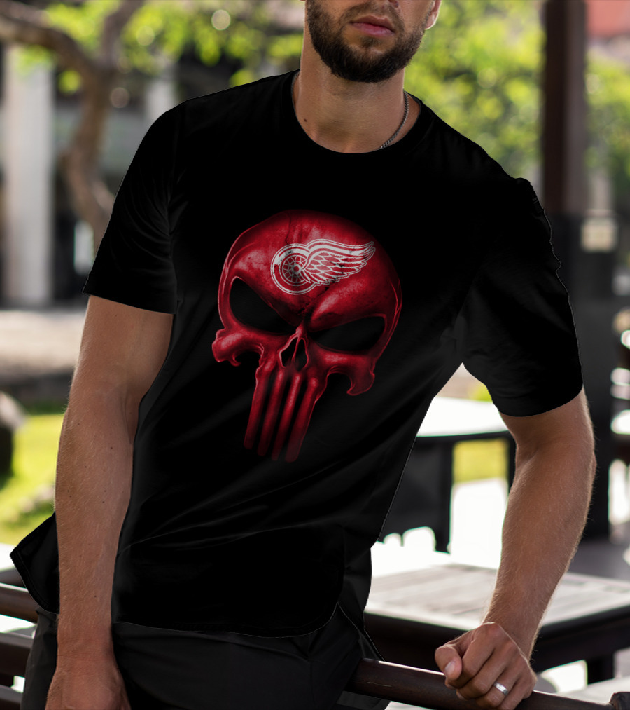 Detroit Red Wings Punisher Skull T-Shirt