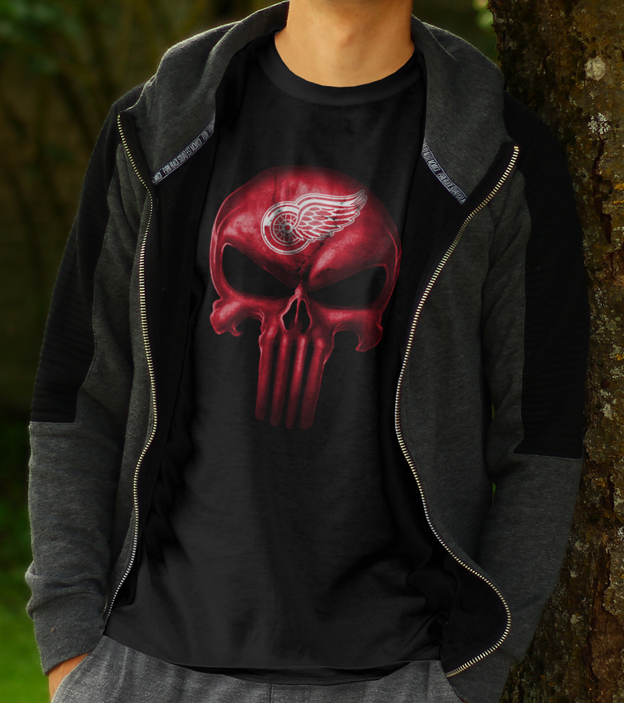 Detroit Red Wings Punisher Skull T-Shirt