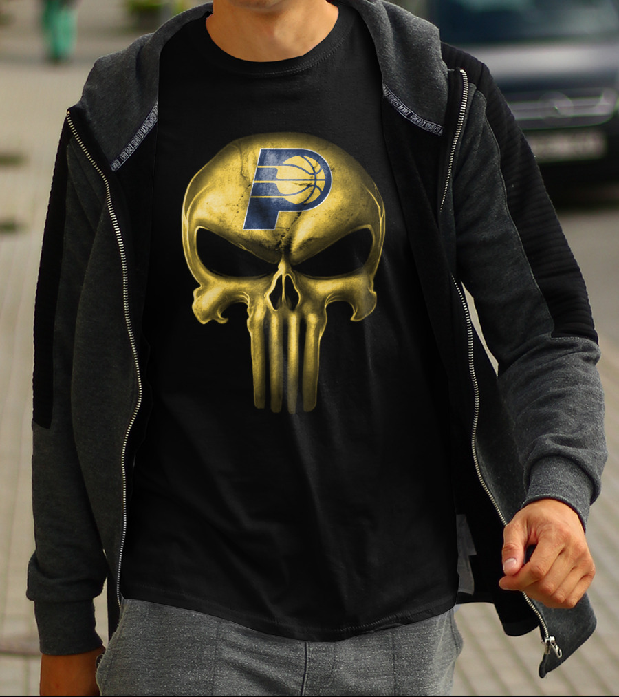 Indiana Pacers Skull Logo Basketball Fusion T-Shirt