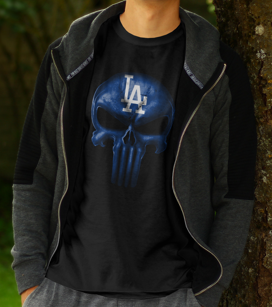 Los Angeles Dodgers Skull Logo Blue T-Shirt