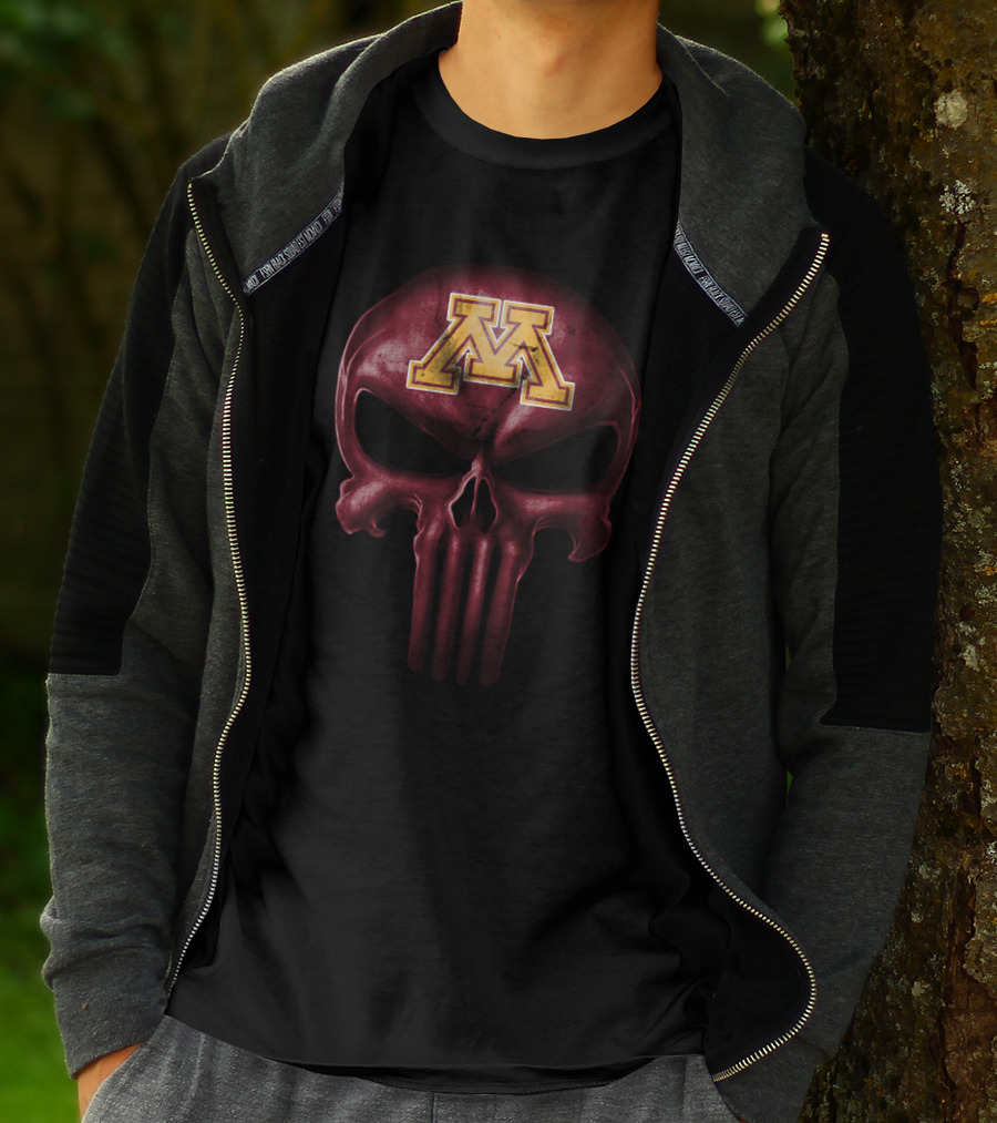 Minnesota Golden Gophers M Logo Skull T-Shirt