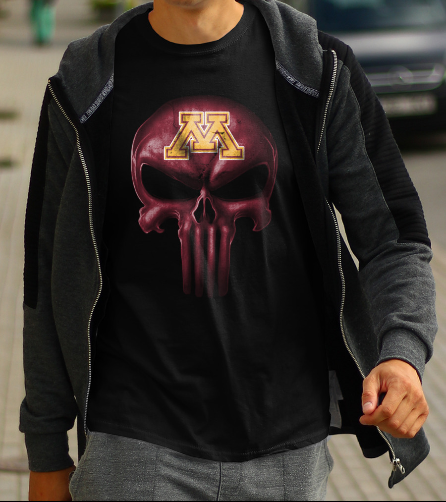 Minnesota Golden Gophers M Logo Skull T-Shirt