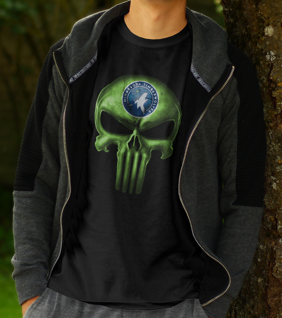 Minnesota Timberwolves Skull Emblem Dark Green T-Shirt
