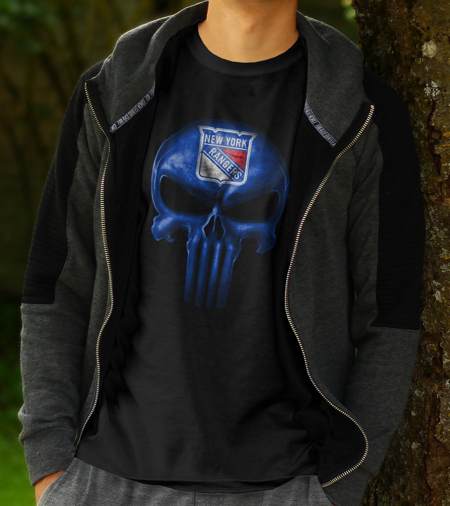 New York Rangers Skull Punisher Logo Fusion T-Shirt