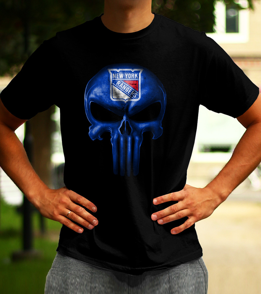 New York Rangers Skull Punisher Logo Fusion T-Shirt
