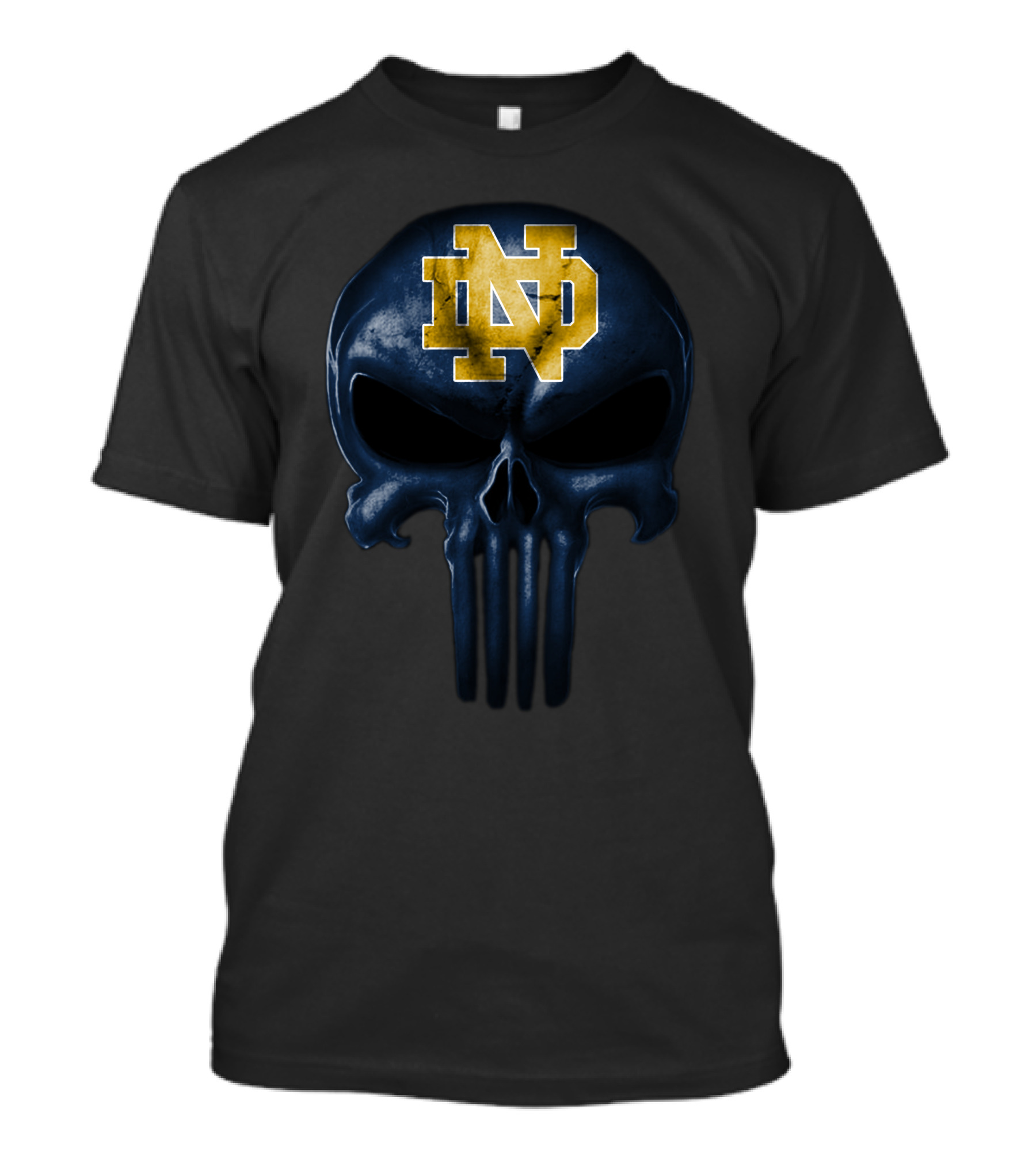 Notre Dame Fighting Irish Skull Design Nd Logo Blue And Gold T-Shirt