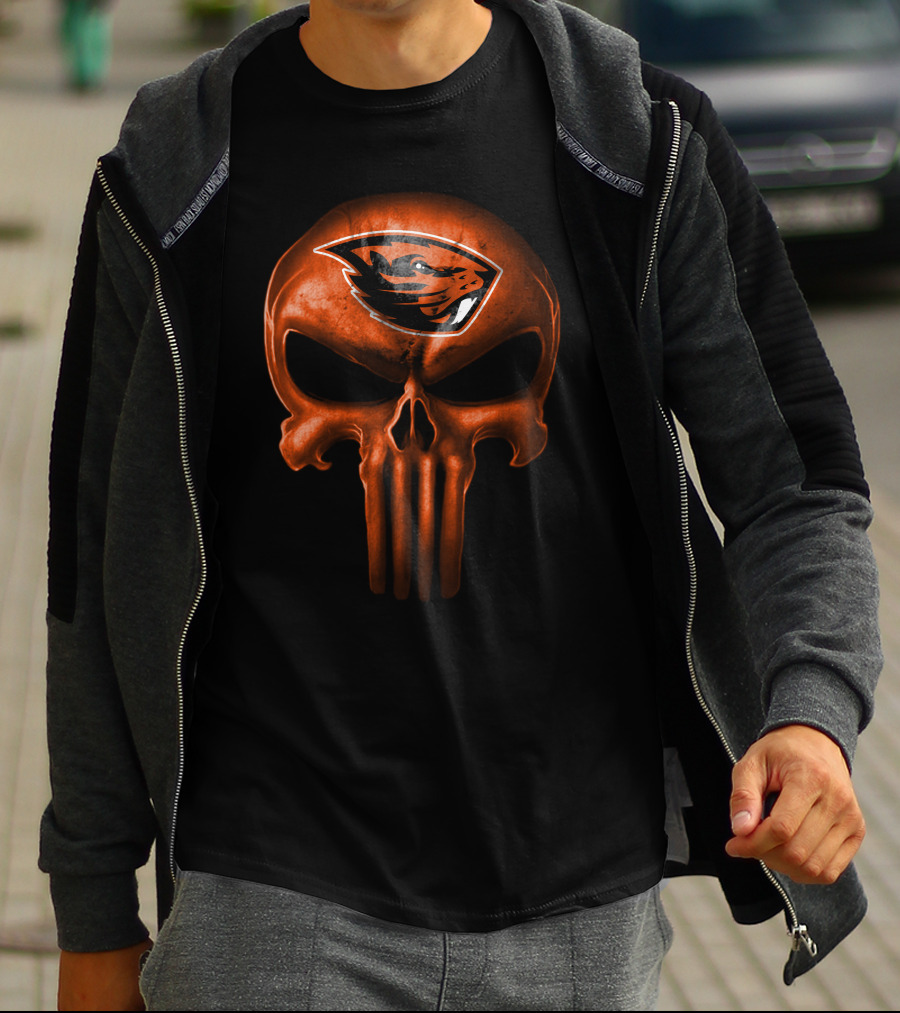 Oregon State Beavers Skull Punisher T-Shirt