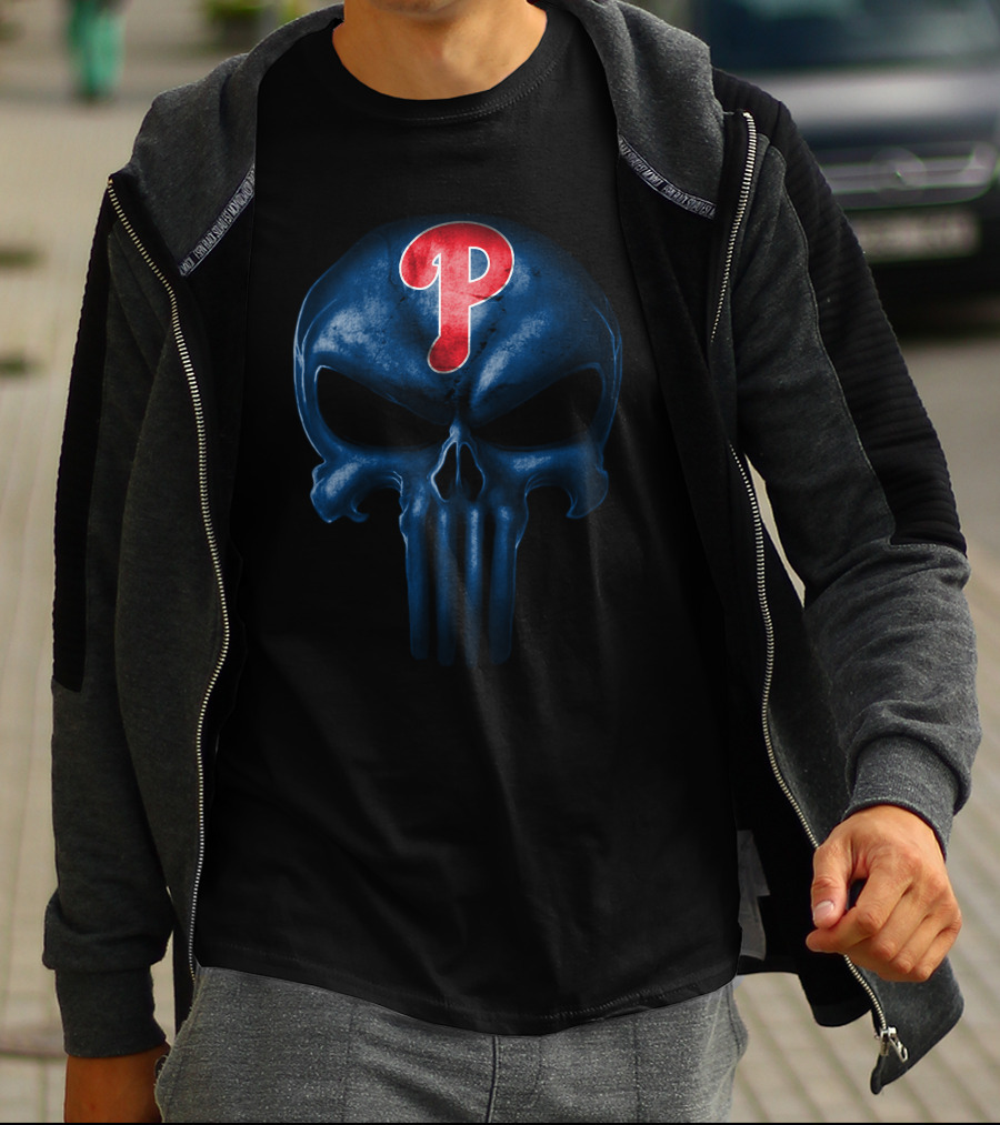 Philadelphia Phillies P Punisher Skull T-Shirt