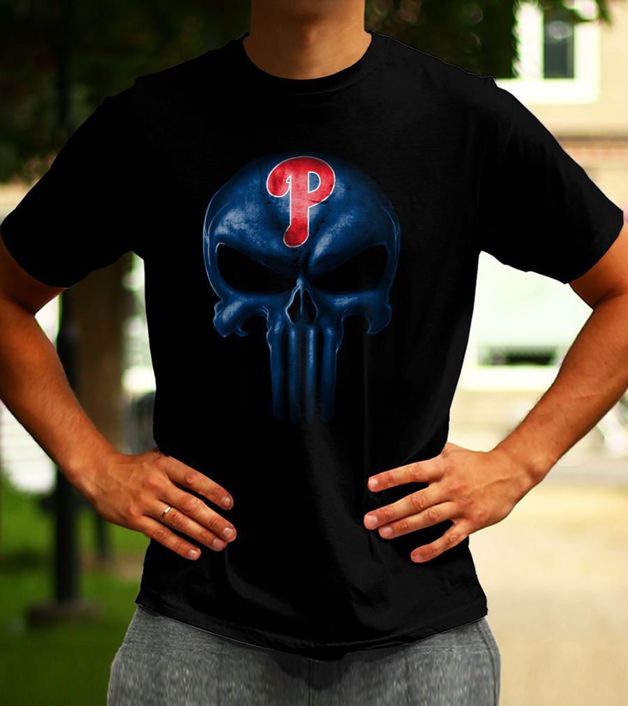 Philadelphia Phillies P Punisher Skull T-Shirt
