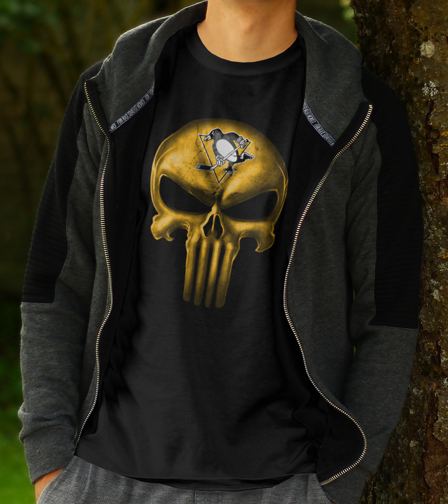 Pittsburgh Penguins Skull Punisher Mashup T-Shirt