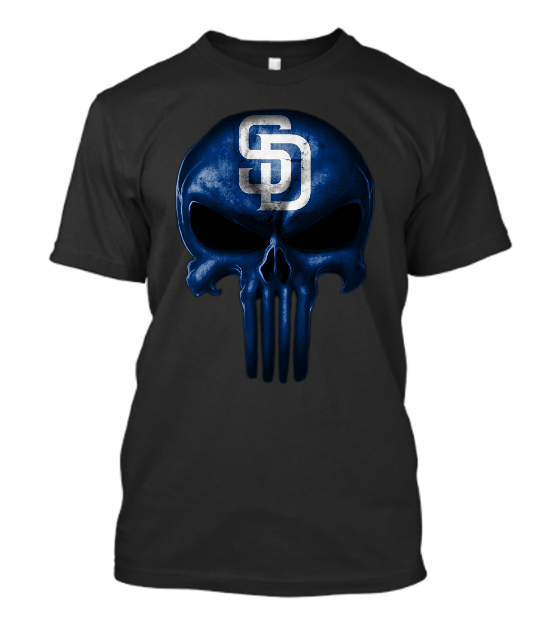San Diego Padres Blue Skull Monogram T-Shirt