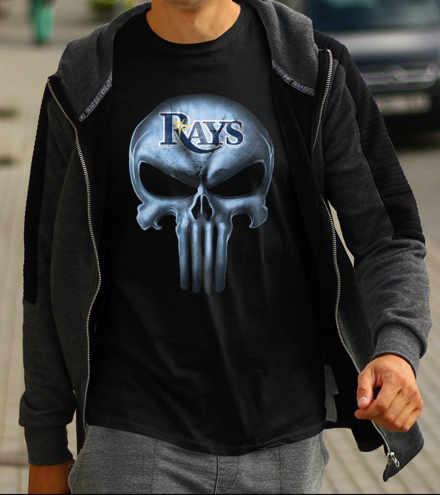 Tampa Bay Rays Skull Logo Fusion T-Shirt