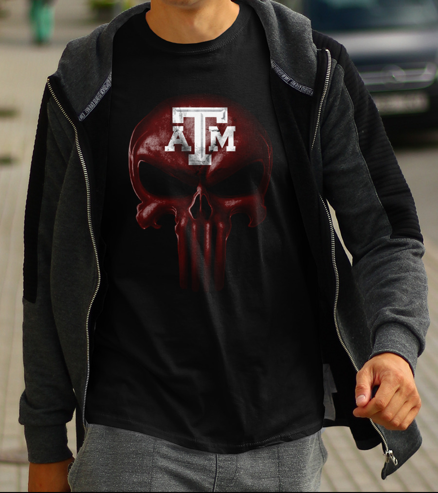 Texas A&M Aggies Skull Atm Logo Dark T-Shirt