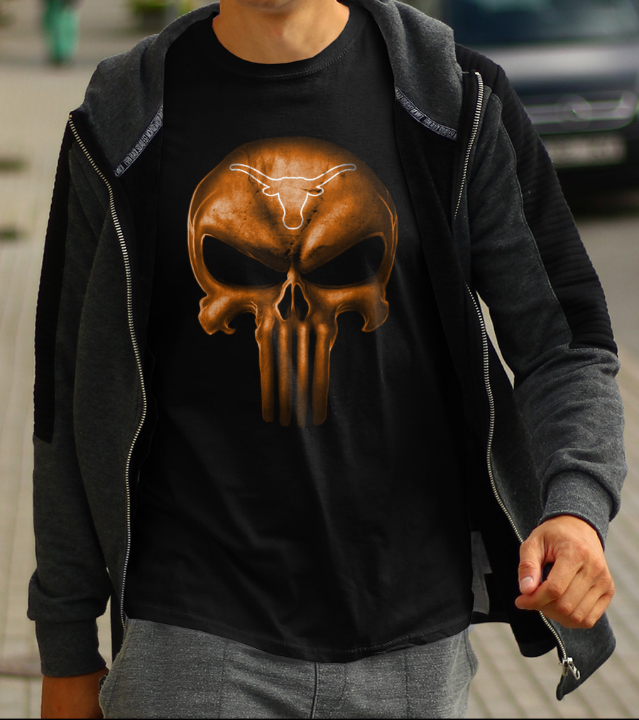 Texas Longhorns Punisher Skull T-Shirt