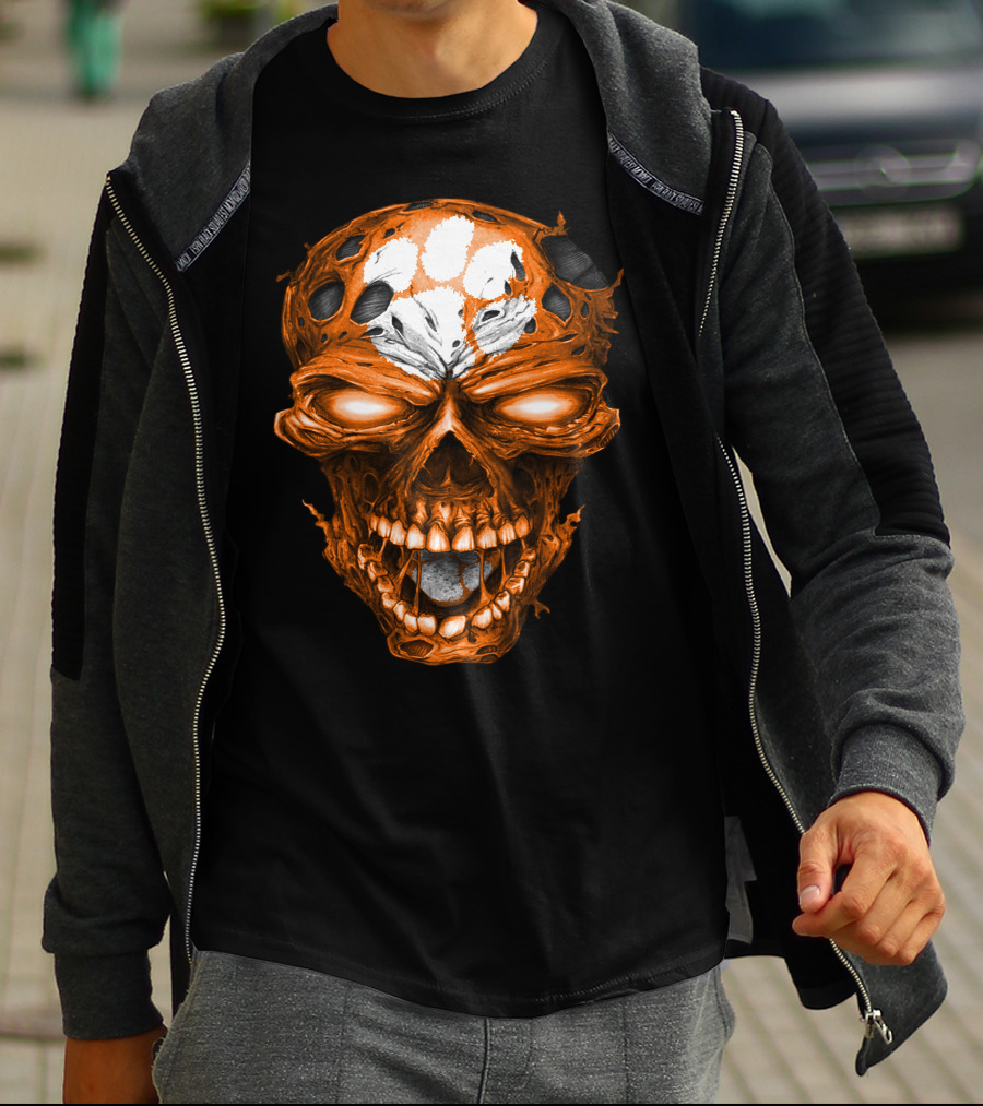 Clemson Tigers Skull Paws T-Shirt