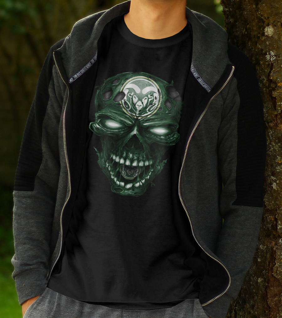 Colorado State Rams Skull Dark Green Flesh T-Shirt