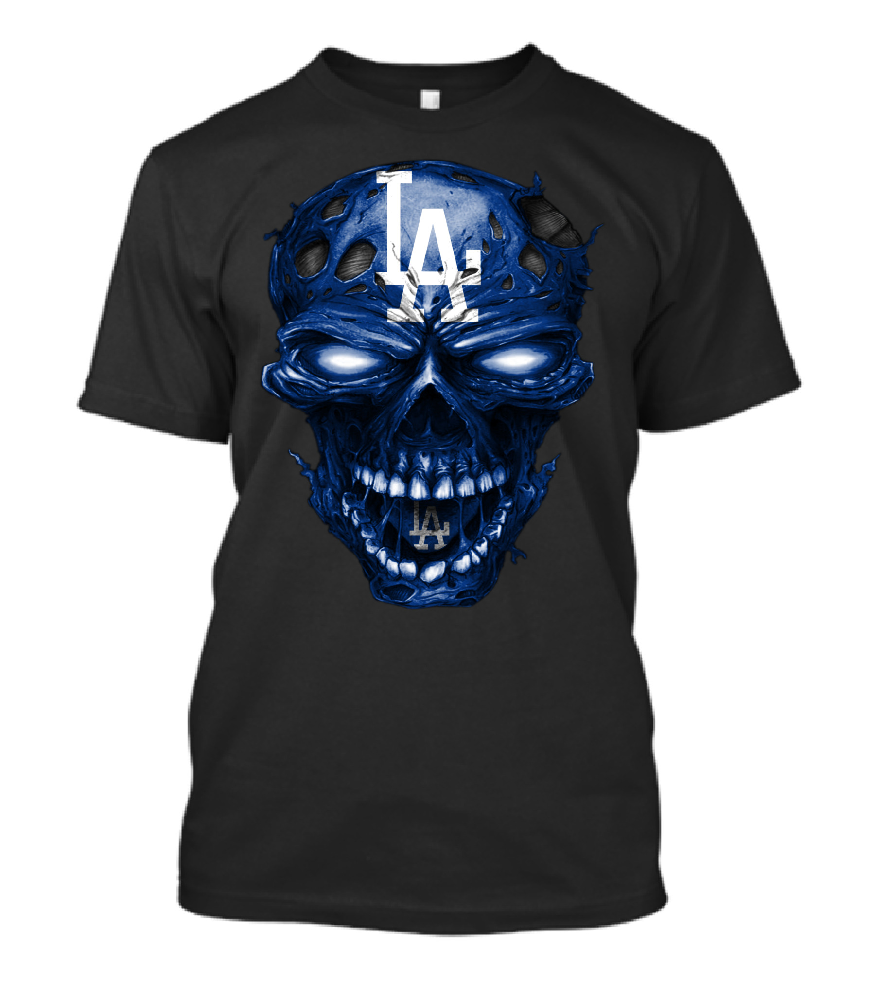 Los Angeles Dodgers Skull With La Logo And Blue Details T-Shirt