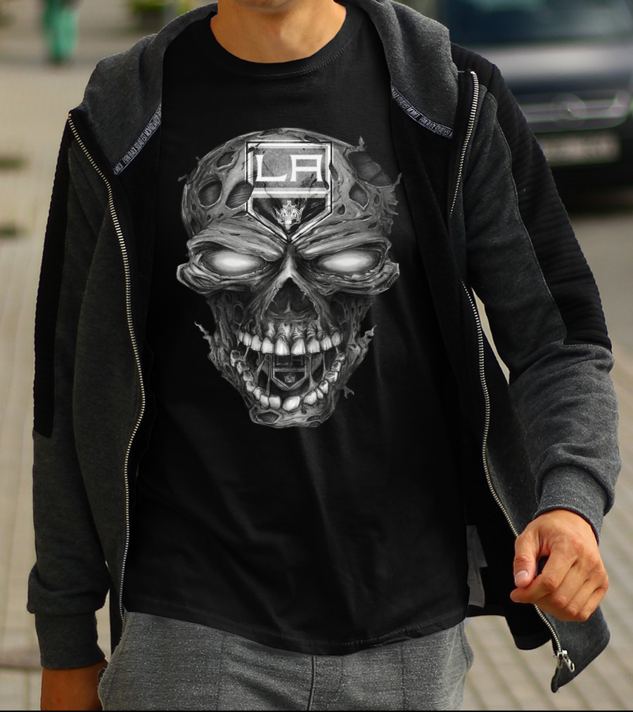 La Kings Skull Design Los Angeles Hockey Team T-Shirt