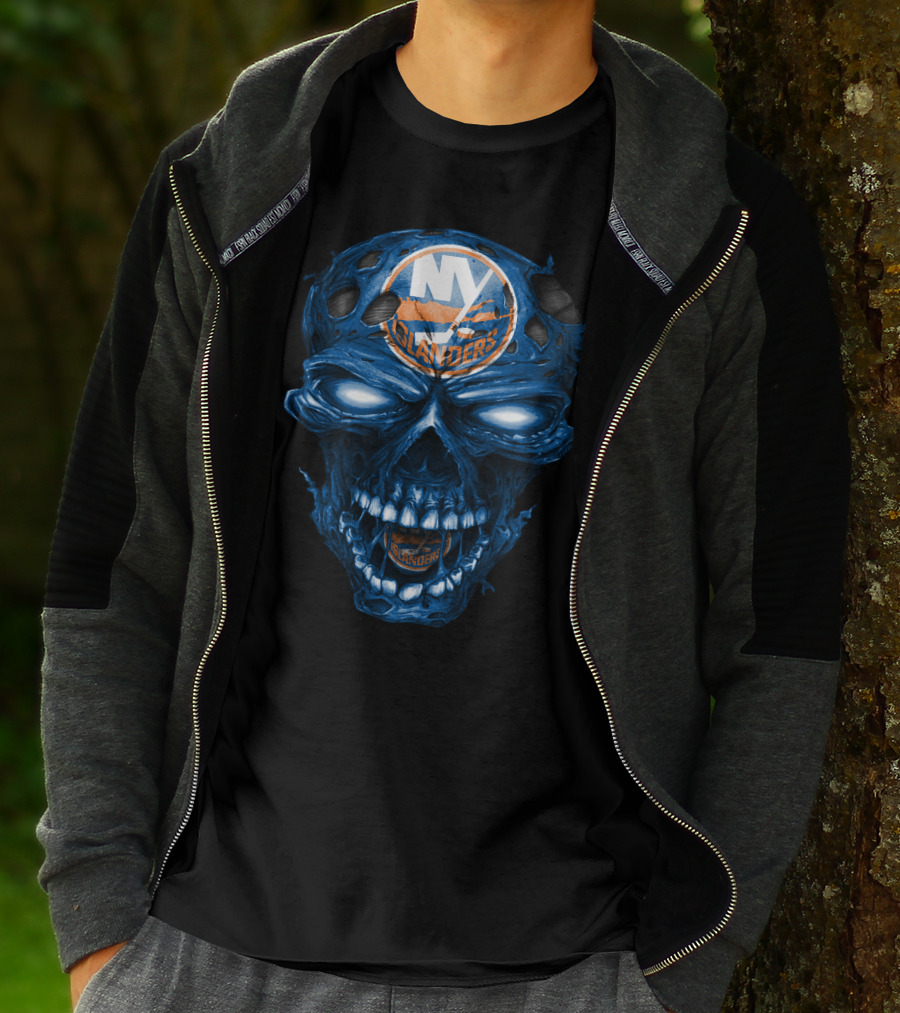 Ny Islanders Skull Logo Ice Hockey T-Shirt