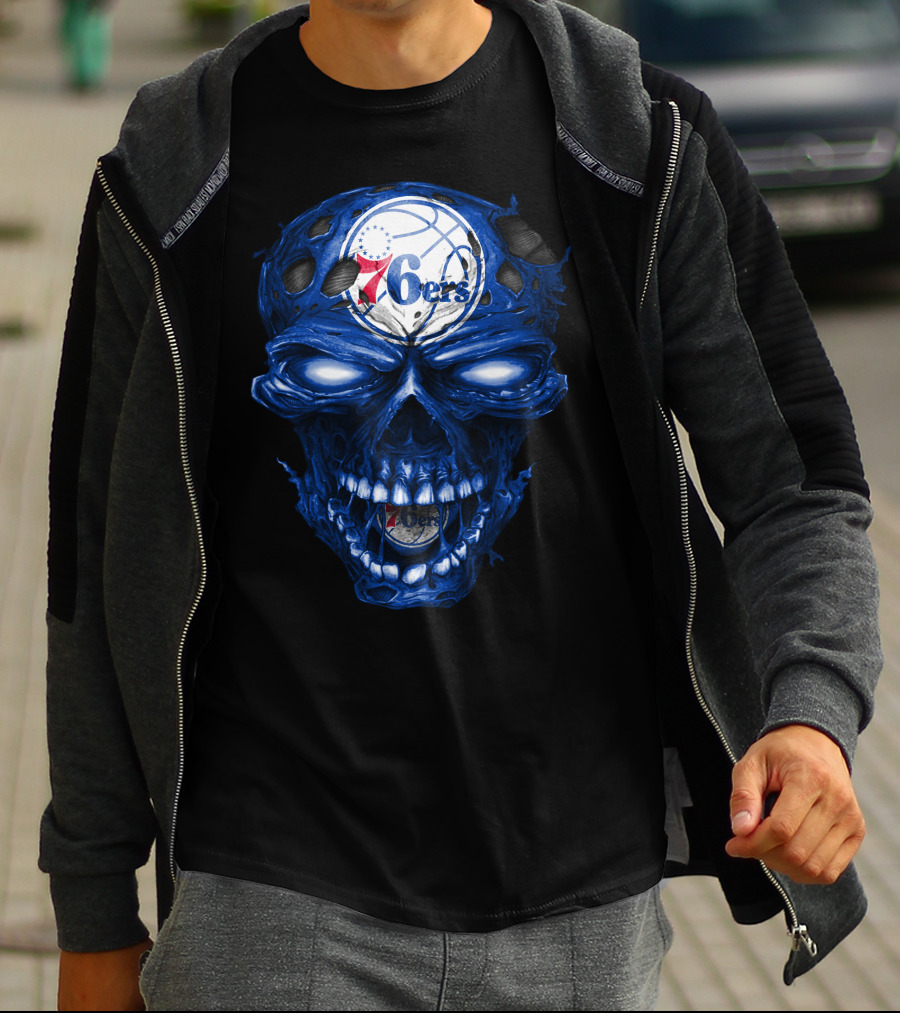 Philadelphia 76ers Skull Basketball T-Shirt