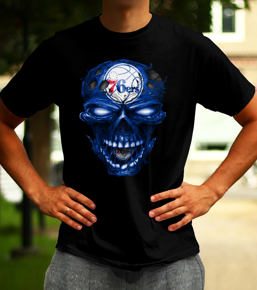 Philadelphia 76ers Skull Basketball T-Shirt