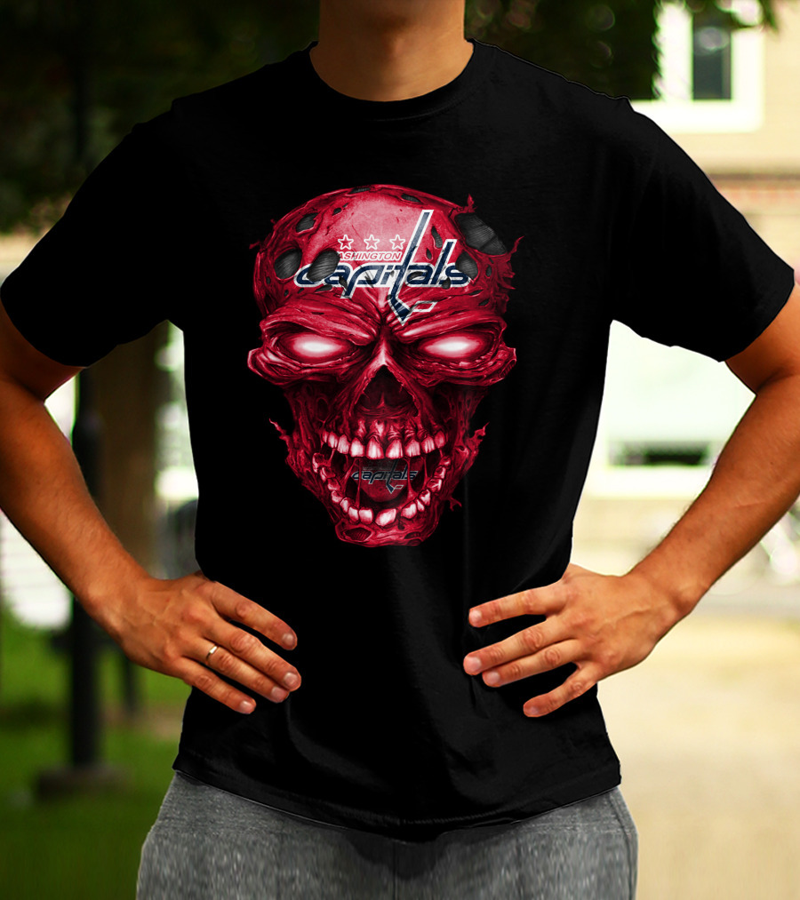 Washington Capitals Skull Logo Hockey T-Shirt