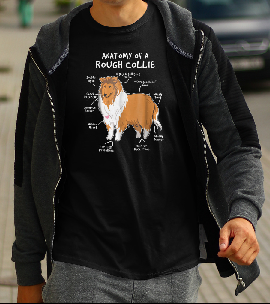 Anatomy Of A Rough Collie Highly Intelligent Brain Snack Detector Golden Heart Fluffy Duster T-Shirt