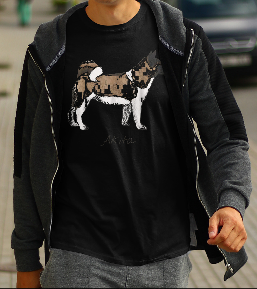 Akita Dog Illustration Fun Doggy T-Shirt
