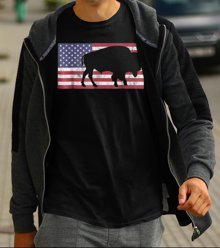 American Flag USA Buffalo Patriotic T-Shirt