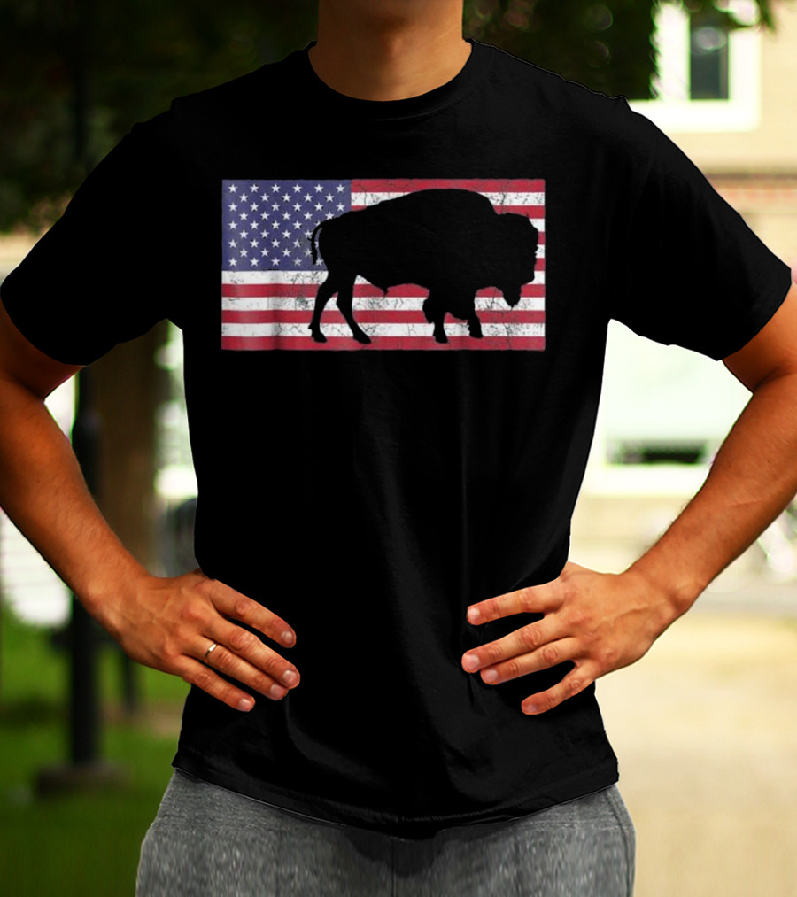 American Flag USA Buffalo Patriotic T-Shirt