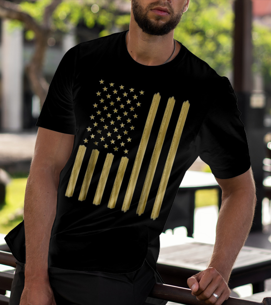 American Flag Faux Gold Paint T-Shirt