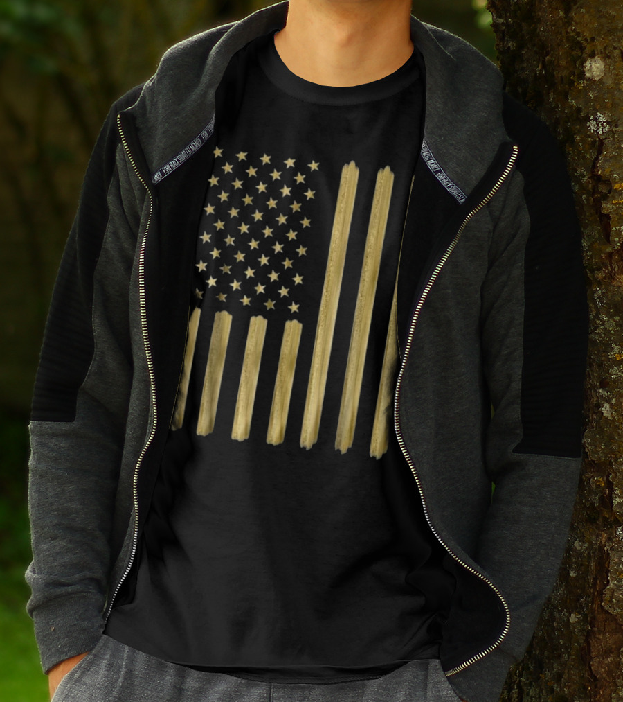 American Flag Faux Gold Paint T-Shirt