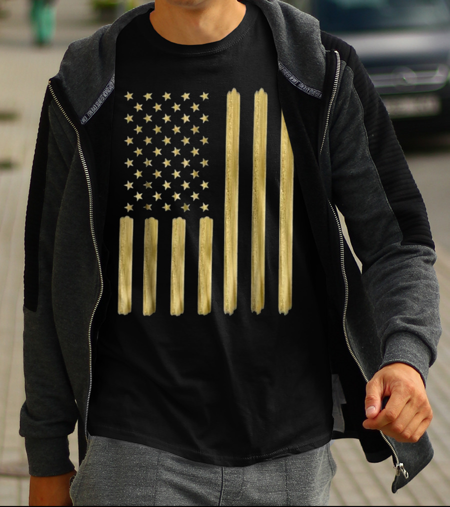 American Flag Faux Gold Paint T-Shirt