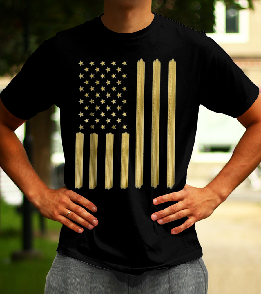 American Flag Faux Gold Paint T-Shirt