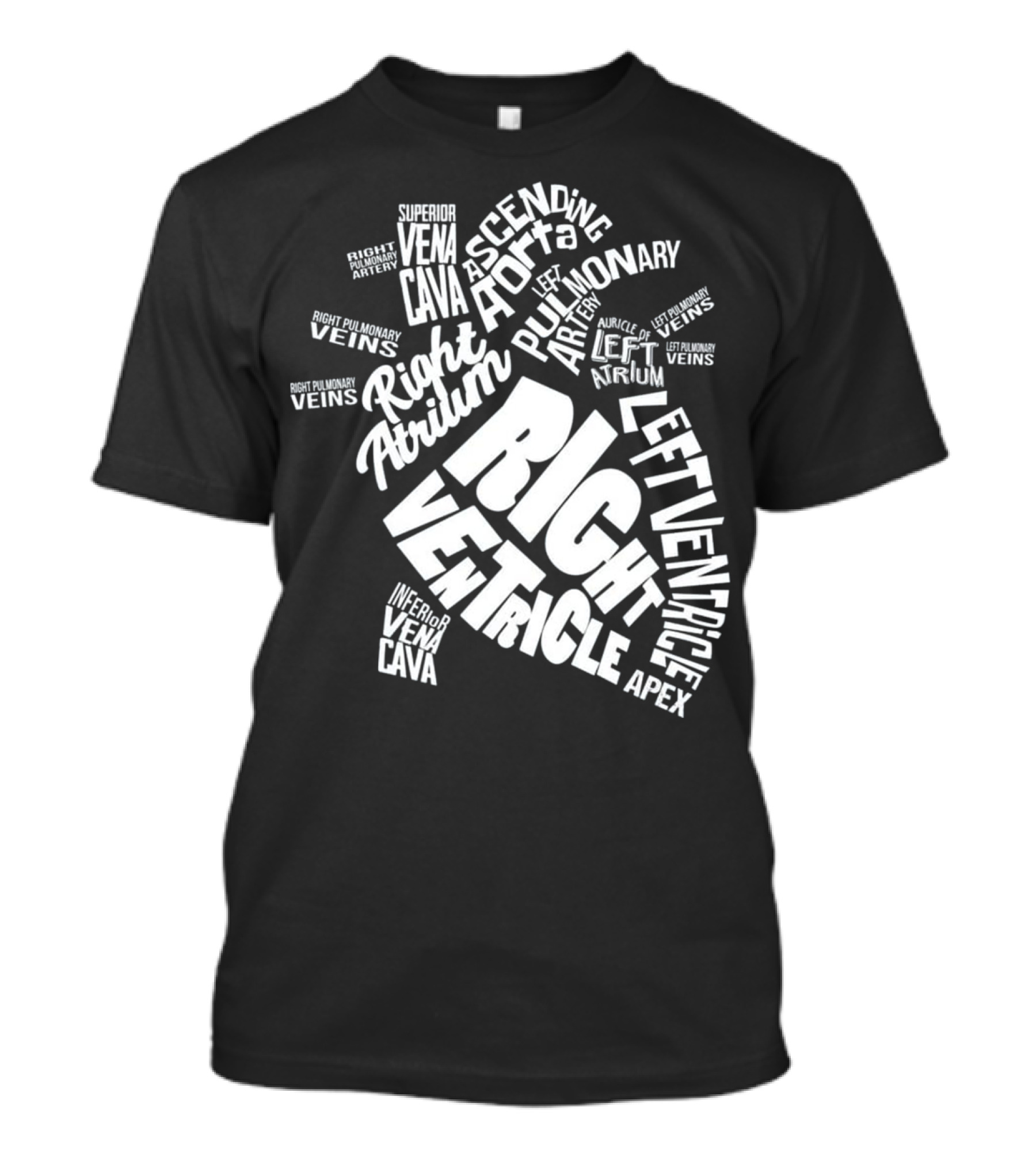 Anatomical Heart Diagram Cardiac Nurse Right Ventricle Atrium Pulmonary Aorta T-Shirt