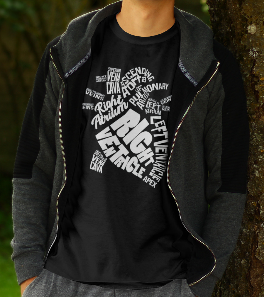 Anatomical Heart Diagram Cardiac Nurse Right Ventricle Atrium Pulmonary Aorta T-Shirt