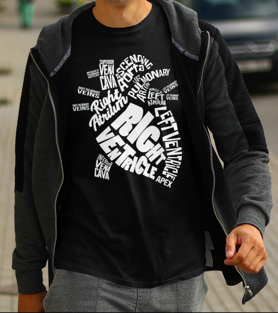 Anatomical Heart Diagram Cardiac Nurse Right Ventricle Atrium Pulmonary Aorta T-Shirt