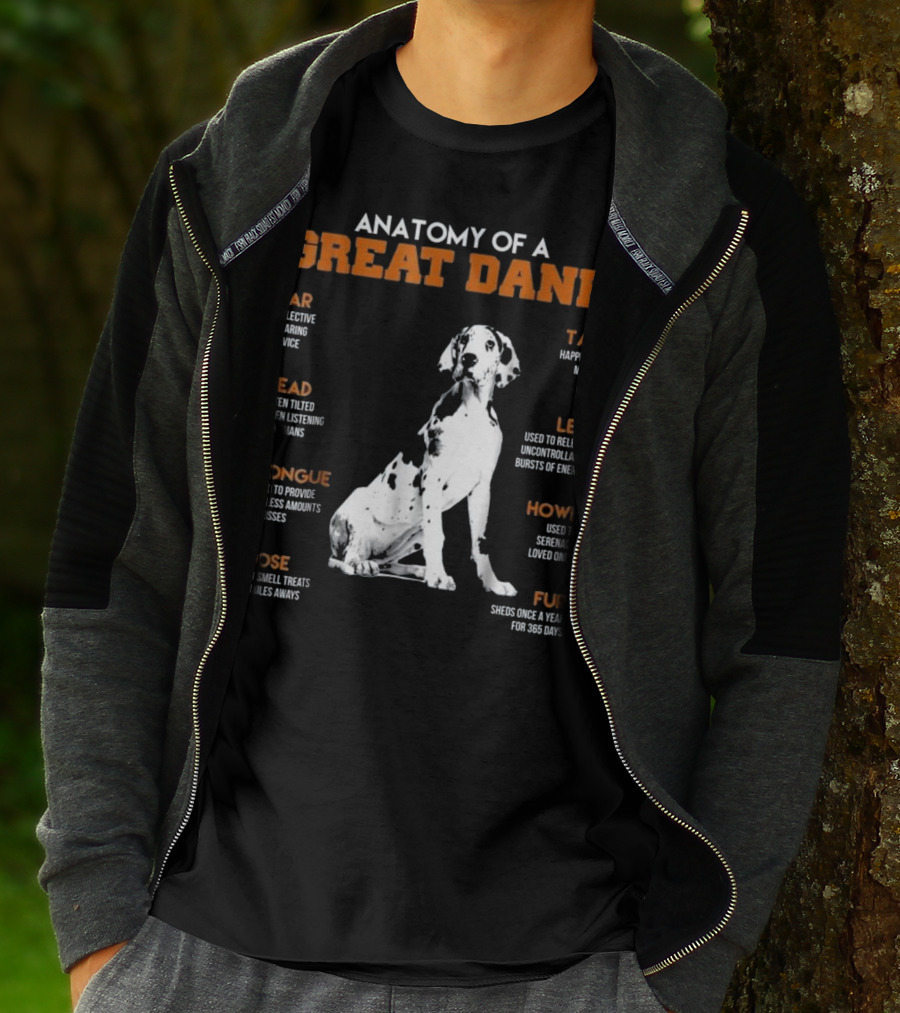 Anatomy Of A Great Dane Ear Tail Head Leg Tongue Howl Nose Fur T-Shirt