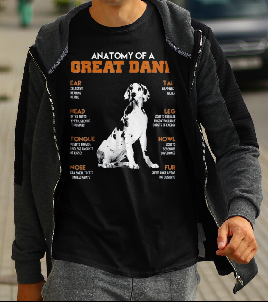 Anatomy Of A Great Dane Ear Tail Head Leg Tongue Howl Nose Fur T-Shirt