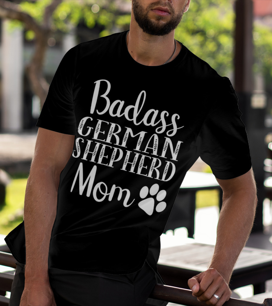 Badass German Shepherd Mom Paw Print Icon Funny Dog T-Shirt