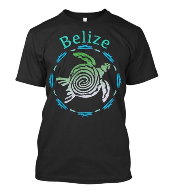 Belize Vintage Tribal Turtle Spiral T-Shirt