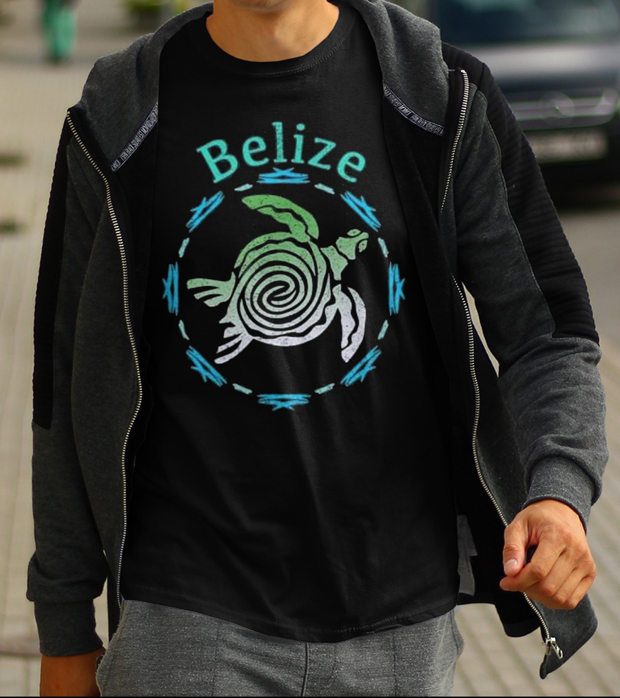 Belize Vintage Tribal Turtle Spiral T-Shirt
